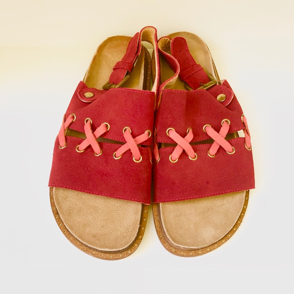 Musse & Cloud Red Leather Sandals Size 9